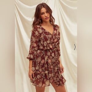 ASTR The Label Cinnamon Scarlet Floral Dress